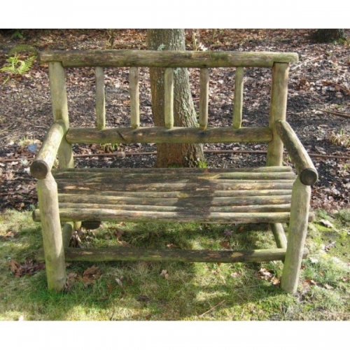 Banc à barreaux en châtaignier